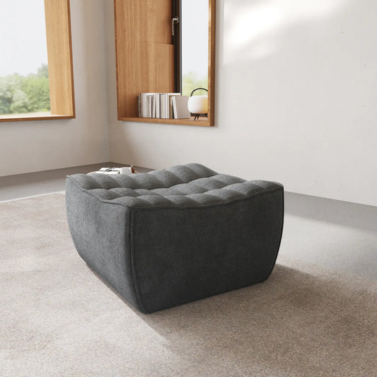 Signature Classic Boneless Couches | 1-Piece Chenille & Linen Black Simple Modern Style Ottoman