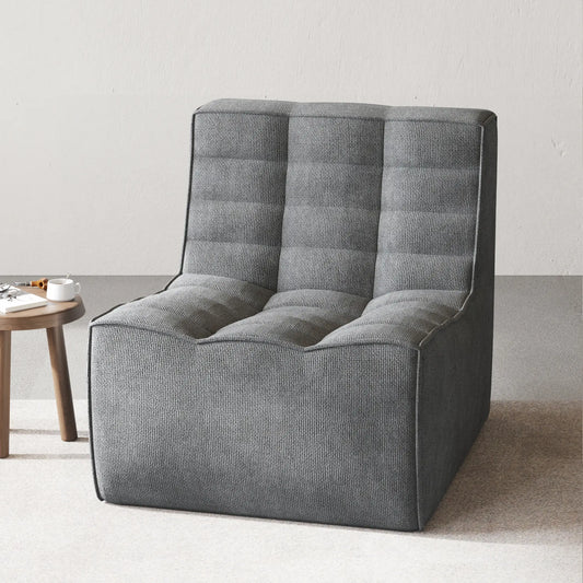 Signature Classic Boneless Couches | 1-Piece Chenille & Linen Black Soft Rounded Edges Single Sofa 1-seater