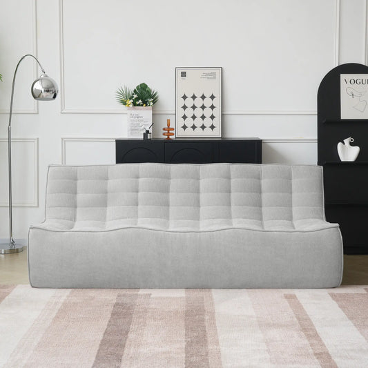 Signature Classic Boneless Couches | 1-Piece Chenille & Linen Light Grey Good For Naps Loveseats 3-seaters