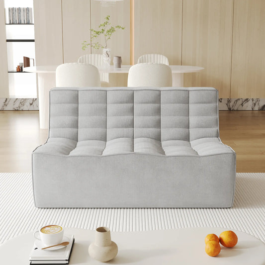 Signature Classic Boneless Couches | 1-Piece Chenille & Linen Light Grey Great For Relaxing Loveseats 2-seaters
