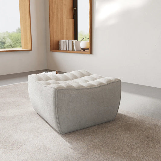 Signature Classic Boneless Couches | 1-Piece Chenille & Linen Light Grey Simple And Stylish Ottoman