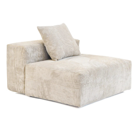 Exclusive Modern Modular Couches | 1-Piece Corduroy Beige Cushions Never Sag Single Sofa 1-seater