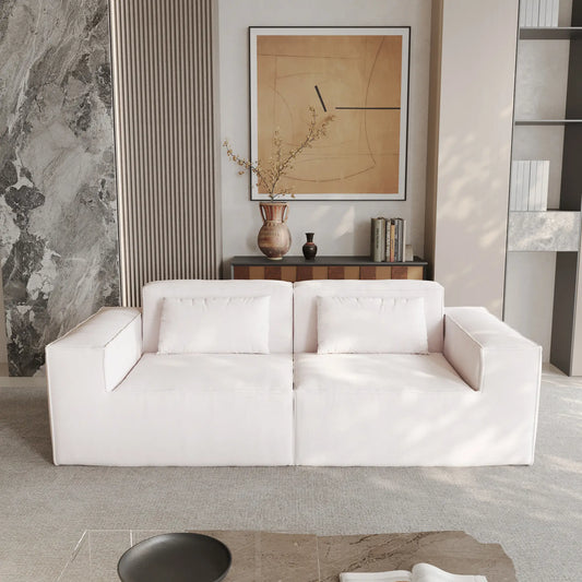 Exclusive Classic Sectional Couches | 1-Piece Corduroy Beige No More Sagging Loveseats 2-seaters