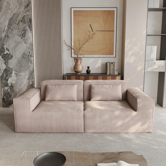 Exclusive Classic Sectional Couches | 1-Piece Corduroy Brown Won't Get Scratched Loveseats 2-seaters