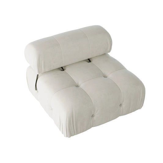 Exclusive Minimalist Modular Couches | 1-Piece Velvet Beige Modular Design Single Sofa 1-seater
