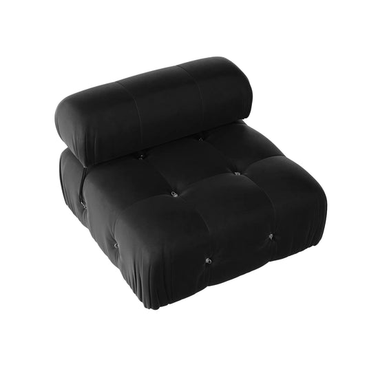 Exclusive Minimalist Modular Couches | 1-Piece Velvet Black Modular Design Single Sofa 1-seater