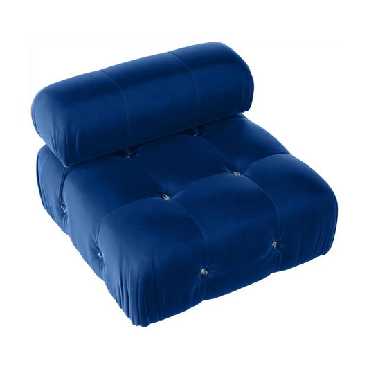 Exclusive Minimalist Modular Couches | 1-Piece Velvet Blue Modular Design Single Sofa 1-seater