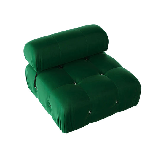 Exclusive Minimalist Modular Couches | 1-Piece Velvet Green Timeless Elegant Charm Single Sofa 1-seater