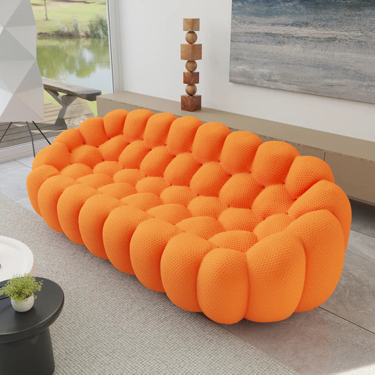 Signature Armless Boneless Couches | 1-Piece 3D-Knitted Orange Lots Of Room To Relax Loveseats 3-seaters