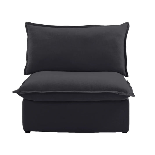 Premium Linen Cloud Sectional Couches | 1-Piece Linen Black Simply Serene Seating Single Sofa 1-seater
