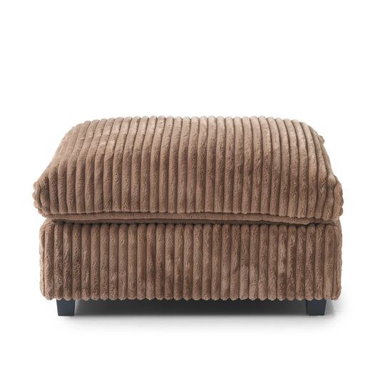 Premium Classic Cloud Sectional Couches | 1-Piece Plush Fabric Brown Modular Design Ottoman