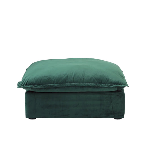 Premium Velvet Cloud Sectional Couches | 1-Piece Velvet Green Lounge-Ready Seating Ottoman