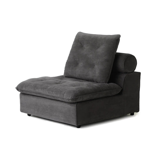 Premium Adjustable Cloud Sectional Couches | 1-Piece Velvet Grey Smooth Modern Style Single Sofa 1-seater