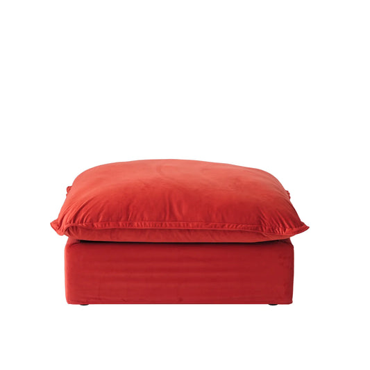 Premium Velvet Cloud Sectional Couches | 1-Piece Velvet Red Resists Wear and Fading Ottoman