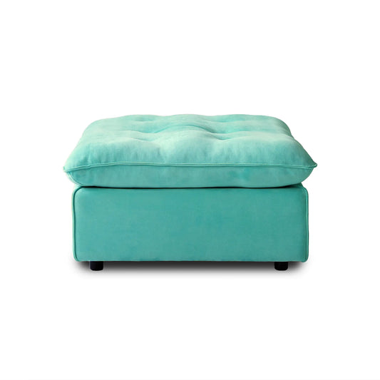 Premium Adjustable Cloud Sectional Couches | 1-Piece Velvet Tiffany Blue A Smooth Modern Sofa Ottoman