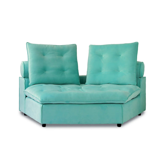 Premium Adjustable Cloud Sectional Couches | 1-Piece Velvet Tiffany Blue Modular Design Loveseats 2-seaters