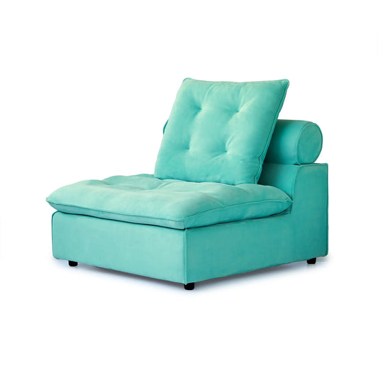 Premium Adjustable Cloud Sectional Couches | 1-Piece Velvet Tiffany Blue Modular Design Single Sofa 1-seater