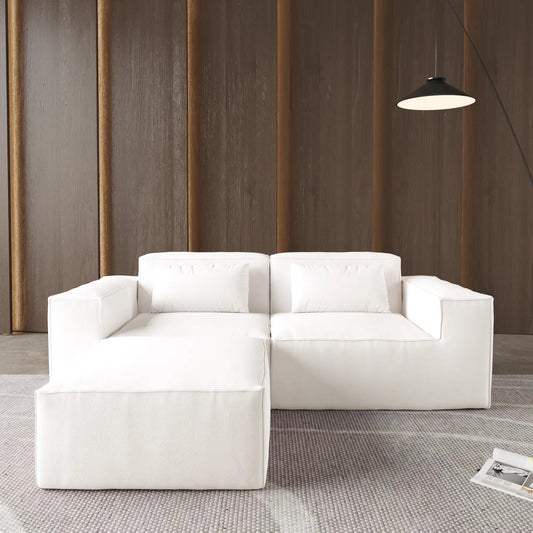 Exclusive Classic Sectional Couches | 2-Piece Corduroy Beige Pet-Proof Claw-Proof Chaise Sectionals 2-seaters with 1-Ottomans