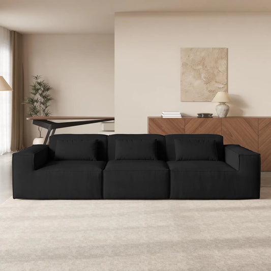 Exclusive Classic Sectional Couches | 2-Piece Corduroy Black Pet-Proof Claw-Proof Couch Sectionals 3-seaters