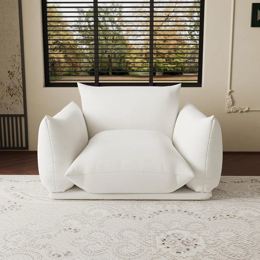 Exclusive Modern Sectional Couches | 1-Piece Chenille Beige Cool Retro Style Single Sofa 1-seater