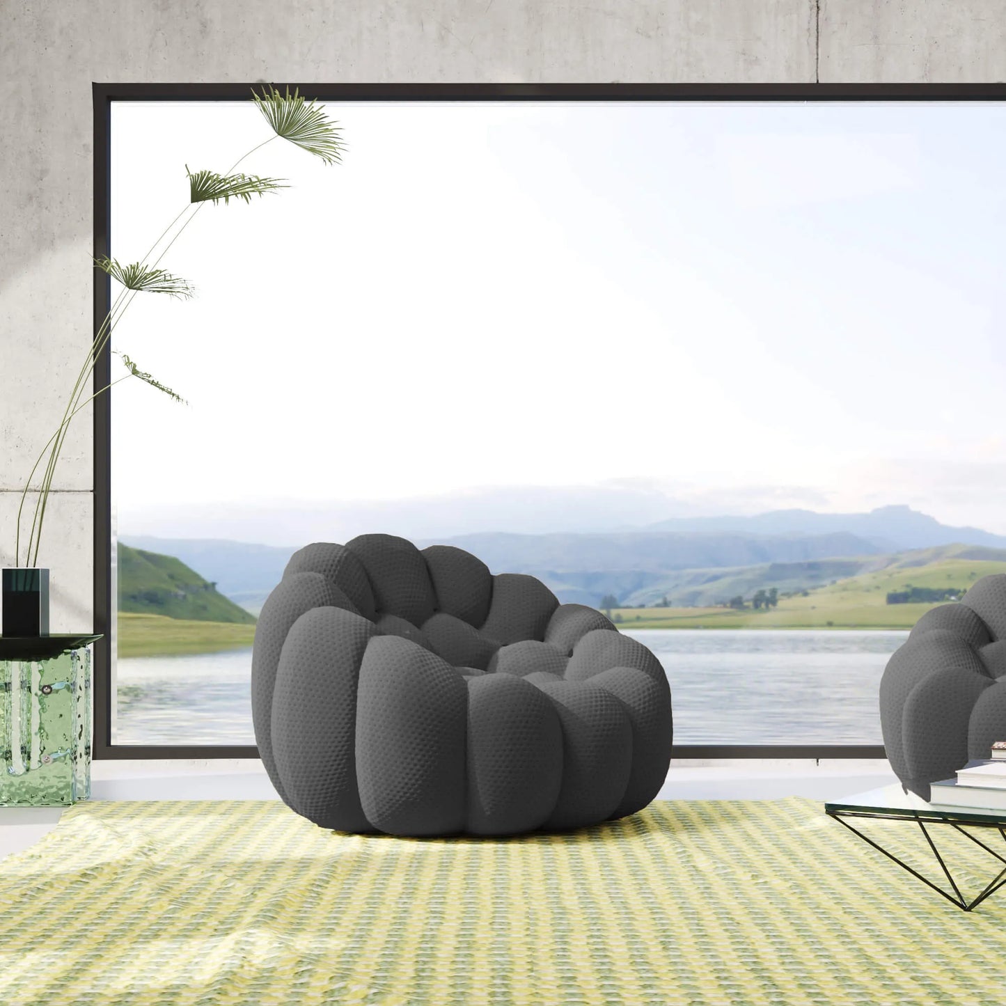 Bubble Couch Modular Sofa Single Sofa 3D-Knitted Fabric - Grey