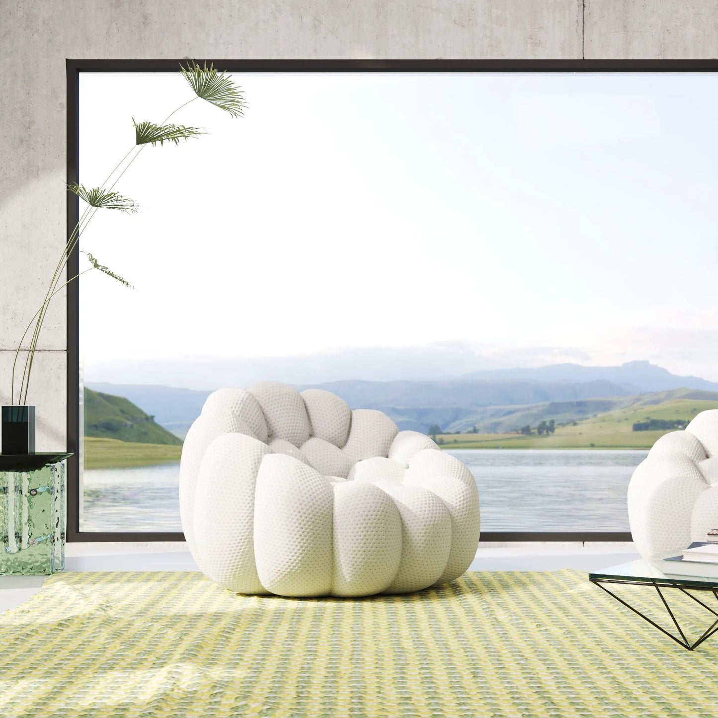 Bubble Couch Modular Sofa Single Sofa 3D-Knitted Fabric - Light Grey