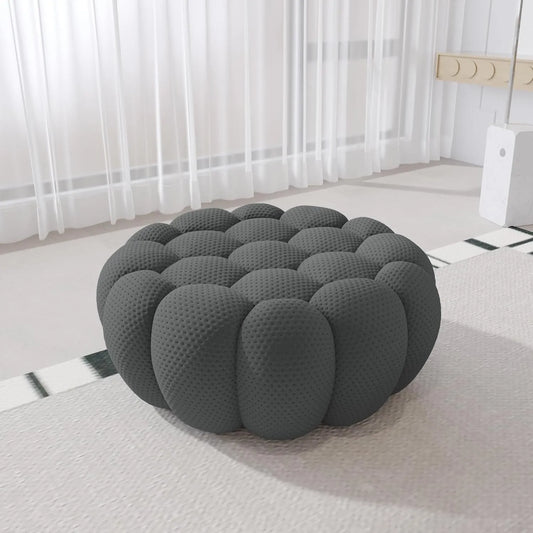 Signature Armless Boneless Couches | 1-Piece 3D-Knitted Grey Cool Stretchy Knit Ottoman