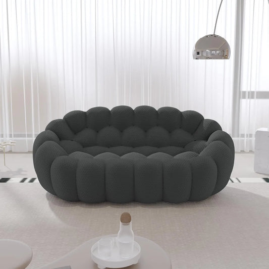 Signature Armless Boneless Couches | 1-Piece 3D-Knitted Grey Ocean-Inspired Curves Loveseats 2-seaters