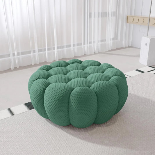 Signature Armless Boneless Couches | 1-Piece 3D-Knitted Green A Soft Wavy Shape Ottoman