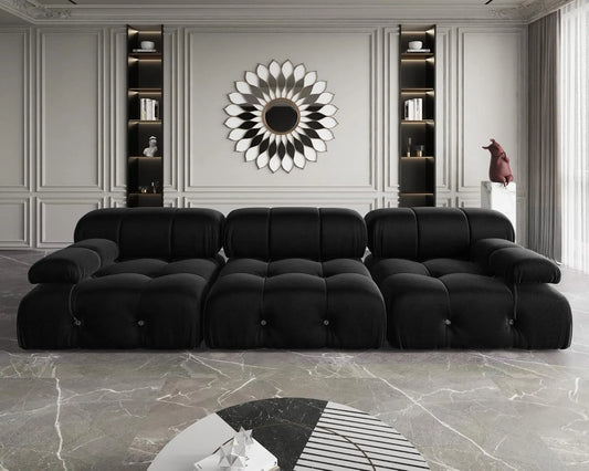 Exclusive Minimalist Modular Couches | 3-Piece Velvet Black Always In Style Couch Sectionals 3-seaters