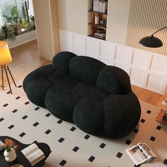 Signature Cloud Boneless Couches | 1-Piece Chenille Black Single Sofa 3-Seaters