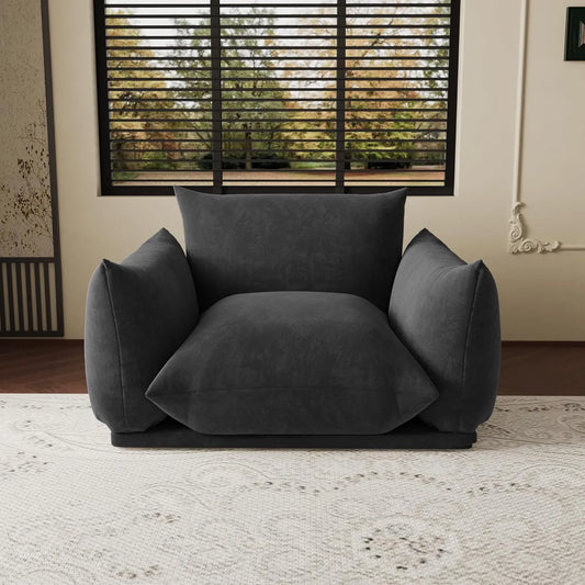 Exclusive Modern Sectional Couches | 1-Piece Chenille Black Strong Wood Legs Single Sofa 1-seater