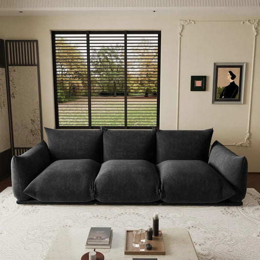 Exclusive Modern Sectional Couches | 3-Piece Chenille Black Retro-Modern Fusion Couch Sectionals 3-seaters