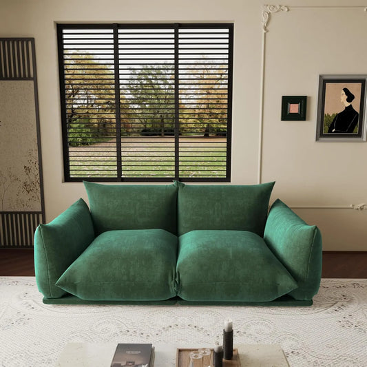 Exclusive Modern Sectional Couches | 2-Piece Chenille Green Very Soft Fabric Loveseats 2-seaters