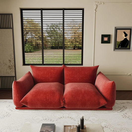 Exclusive Modern Sectional Couches | 2-Piece Chenille Orange Strong Wood Legs Loveseats 2-seaters