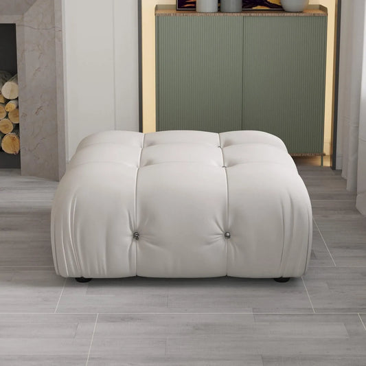 Exclusive Minimalist Modular Couches | 1-Piece Velvet Beige Soft Springy Support Ottoman