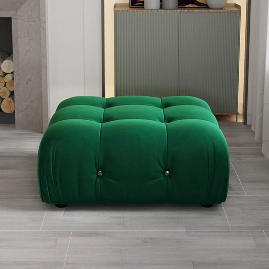 Exclusive Minimalist Modular Couches | 1-Piece Velvet Green Mix And Match Ottoman