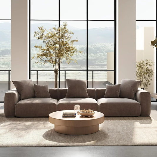 Exclusive Modern Modular Couches | 3-Piece Corduroy Brown Good For Cats Dogs Couch Sectionals 3-seaters