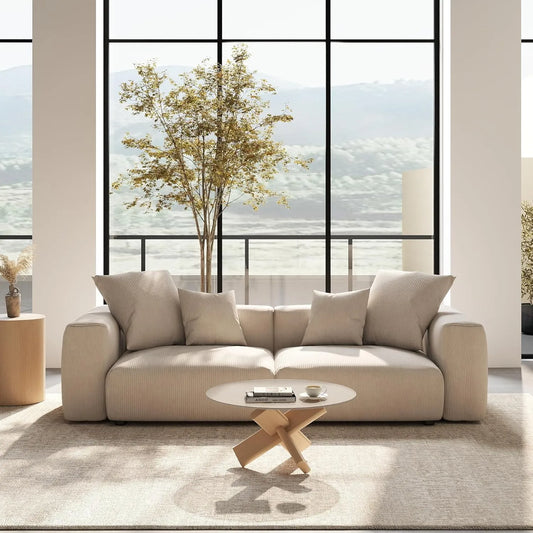 Exclusive Modern Modular Couches | 2-Piece Corduroy Beige A Soft Modern Look Loveseats 2-seaters