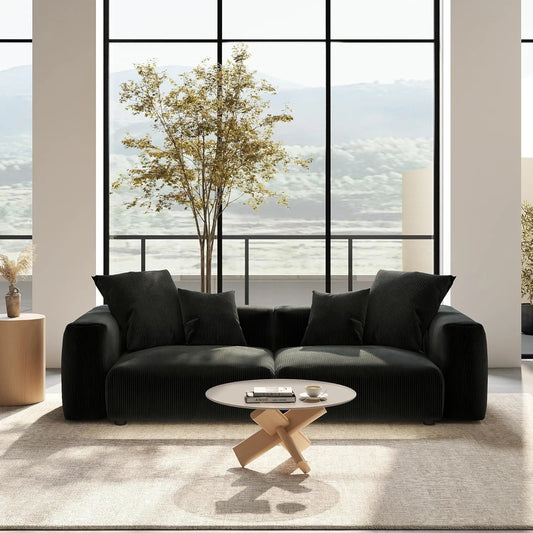 Exclusive Modern Modular Couches | 2-Piece Corduroy Black Legs Are Hidden Loveseats 2-seaters