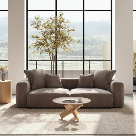 Exclusive Modern Modular Couches | 2-Piece Corduroy Brown Safe For Kids Loveseats 2-seaters