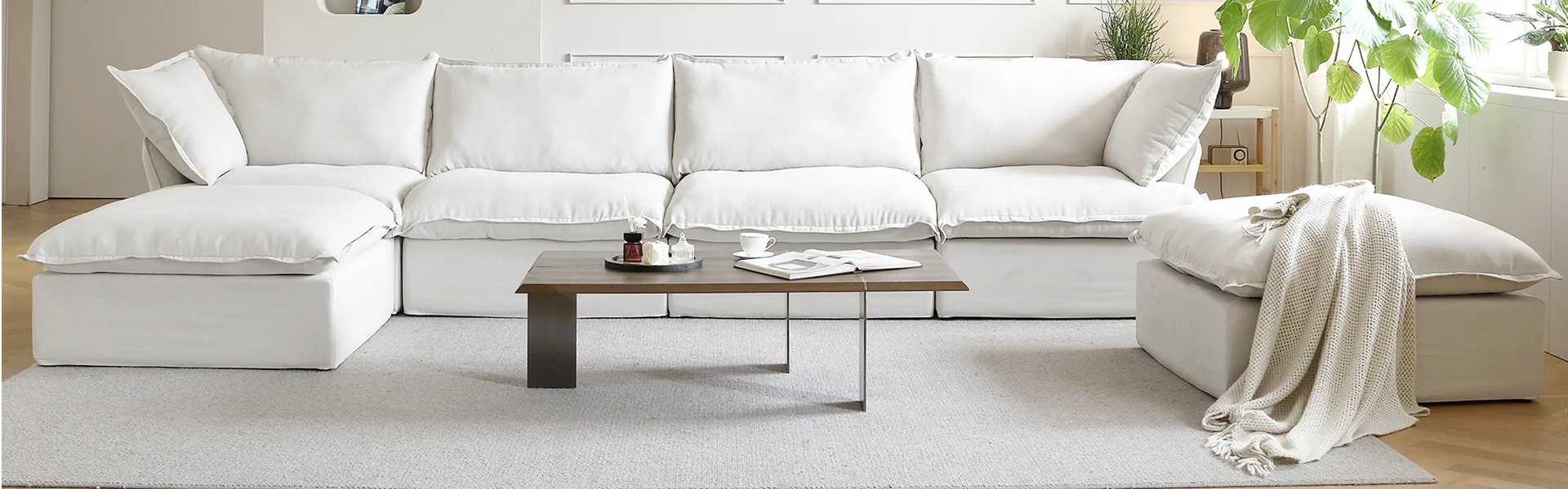 Premium Linen Cloud Sectional Couches