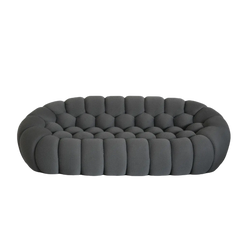 Signature Armless Boneless Couches | 1-Piece 3D-Knitted Grey Flowing Organic Shape Loveseats 3-seaters