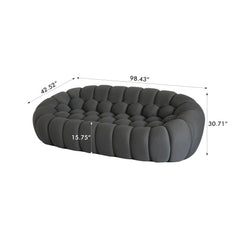 Signature Armless Boneless Couches | 1-Piece 3D-Knitted Grey Flowing Organic Shape Loveseats 3-seaters