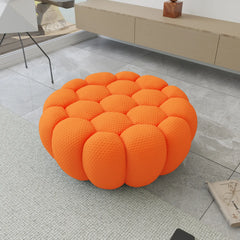 Signature Armless Boneless Couches | 1-Piece 3D-Knitted Orange Cool Stretchy Knit Ottoman
