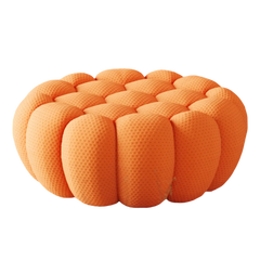 Signature Armless Boneless Couches | 1-Piece 3D-Knitted Orange Cool Stretchy Knit Ottoman