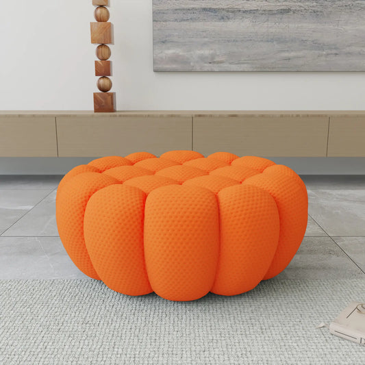 Signature Armless Boneless Couches | 1-Piece 3D-Knitted Orange Cool Stretchy Knit Ottoman