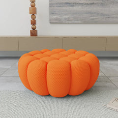 Signature Armless Boneless Couches | 1-Piece 3D-Knitted Orange Cool Stretchy Knit Ottoman