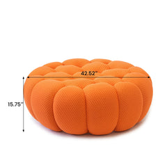 Signature Armless Boneless Couches | 1-Piece 3D-Knitted Orange Cool Stretchy Knit Ottoman