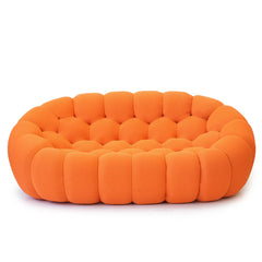 Signature Armless Boneless Couches | 1-Piece 3D-Knitted Orange Ocean-Inspired Curves Loveseats 2-seaters